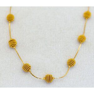 24 inch, Vintage Gold Tone Spiral Beehive Necklace - G1